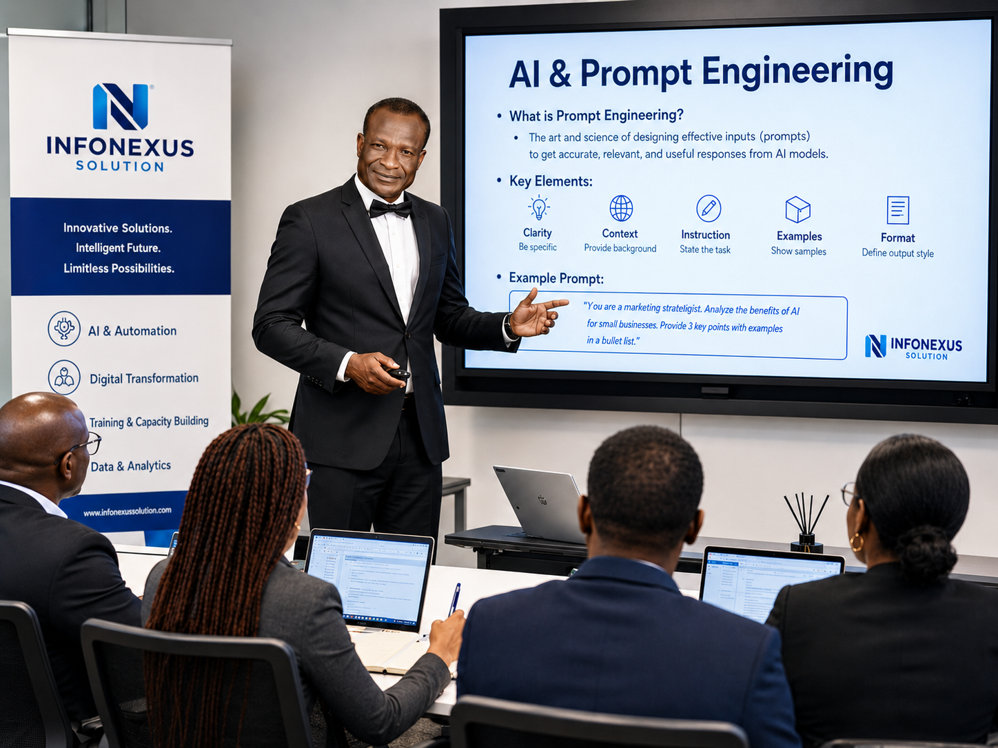 Practical AI and Prompt Engineering training session delivered in person